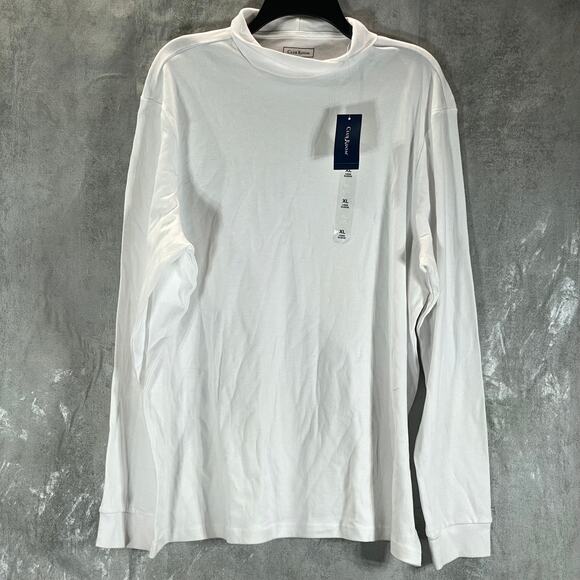 CLUB ROOM Men's White Solid Mock-Neck Long-Sleeve Pullover Shirt SZ XL - Picture 1 of 9